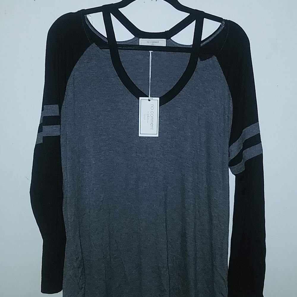 No Comment Long Sleeve Cold Shoulder Top